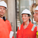 Construction workers in discussion